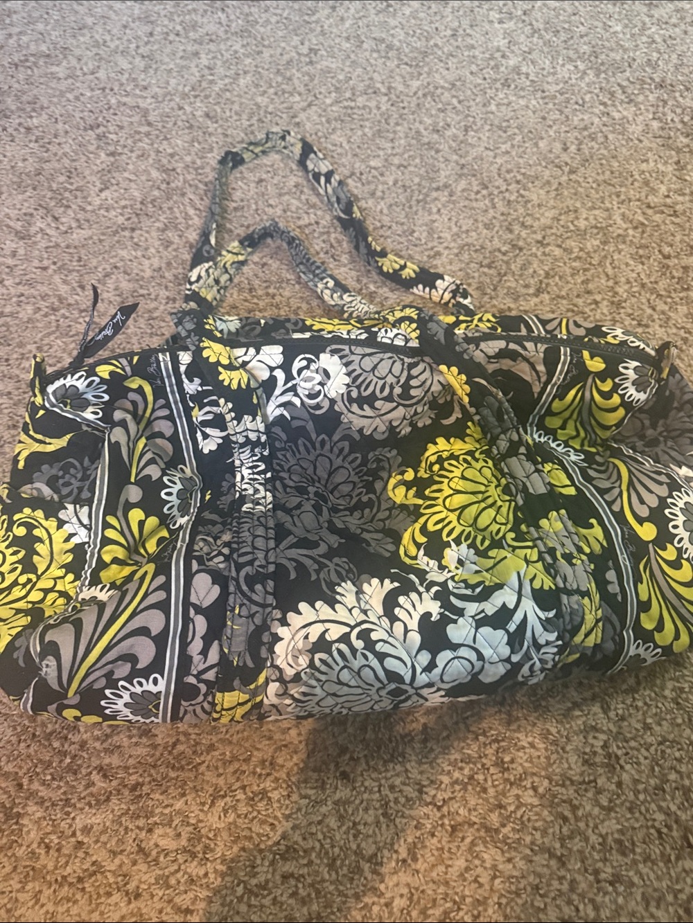 Vera Bradley Black, Yellow and Gray Quilted Floral Tote
